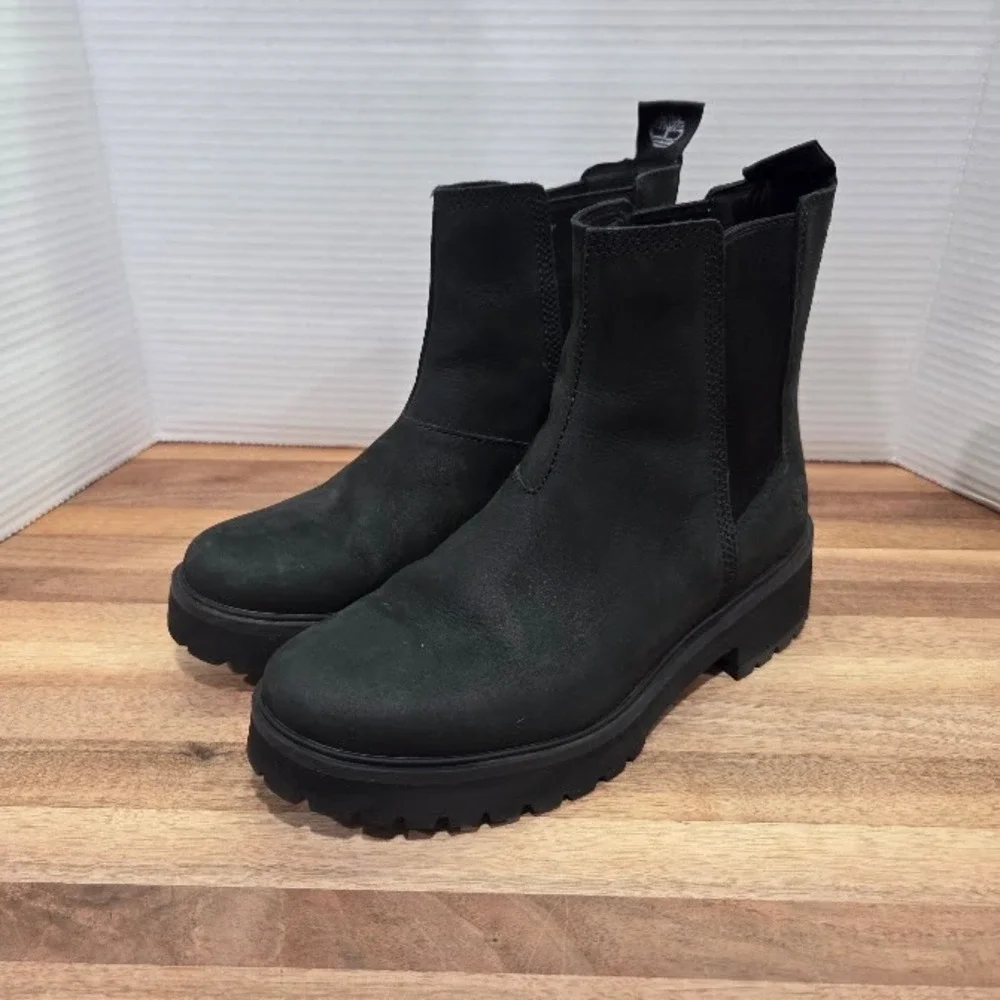 Timberland Carnaby Cool Chelsea Boots Women's 7 Black Nubuck Leather Lug A5NPK